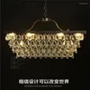 Pendant Lamps Northern Europe Creative Style Vintage Rectangle Crystal Lamp Parlor Dining Room Decoration Iron