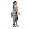 Kvinnors tvådelade byxor 5xl XL Chic Set Women Print Top Stretch Trousers Fashion Matching African Clothing Spring Summer