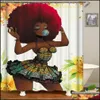 Douchegordijnen Dafield Afro -Amerikaanse douchegordijn Woman Hoge kwaliteit polyester wasbaar zwart meisje T200102 Drop levering Home Dh520