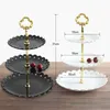 Assiettes Cupcake Stand Style Européen 3 Niveaux Servant Pour Gâteau De Fruits De Mariage Anniversaire Thé Fête Bébé Douche Décoration De Table