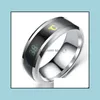 Bandringe Großhandel 25 stücke 8mm Stimmung Temperatur Grad Änderung 316L Edelstahl Ringe Schmuck Emotion Fingerring Drop Lieferung Dh1Xb