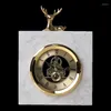 Horloges De Table horloge nordique petit luxe marbre bureau maison salon décoration cuivre Reloj De Mesa cadeau