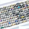 Couple Rings Wholesale 100Pcs/Lot Mtistyle Stainless Steel Zircon Rings Mix For Women Men Charm Fashion Band Accessories Party Gift Dhdjt