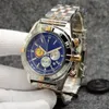 Luksusowy kwarc Watch Męski Chronograph Patrouille Air Gold Stalowie stalowa navitimer na Navitimer Dwon ton Blue Dial 50. rocznica Prezent Świąt Bożego Narodzenia