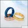 Band Rings Band Rings Women Steel Ring Men Girl Boy Anxiety Relief 6Mm Fidget Sier Gold Blue Stainless Jewelry Perfect Weddings Part Otvwv