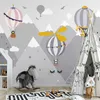 Bakgrunder Anpassad PO -handmålad tecknad luftballong Animal Barn Rum Interiör sovrum dekoration väggmålning tapeter för barn