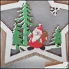 Décorations De Noël Noël Éclairé En Bois Pendentif Arbre Cloche Cadeau Étoile Conception Suspendus Joyeux Noël Ornement Drop Delivery Accueil Gar Dhmr6