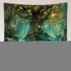 Tapisseries Misty Forest Tree Imprimé Grande Tapisserie Murale Hippie Suspendue Bohème Mandala Décor À La Maison Art