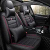 Juego completo de fundas de asiento de coche para Mazda, alfombrillas de cojín ajustables de cinco asientos de cuero duradero, diseño de corona, color rojo