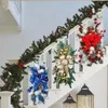 Decoratieve bloemen kransen Kerst ornament Swag Decorated slinger met lichten Decoraties Bell Ribbon Pine Cone 221109