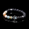 Perles Hommes Perles Bracelets Lava Howlite Pierre Stretch Main De Fatima Hamsa Charme Bracelet Mala Mauvais Oeil Goutte Livraison Bijoux Dh1Cm