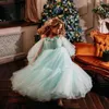 Girl Dresses 2022 Sheer Neck Beaded Flower A-line Hand Made Flowers Tulle Lilttle Kids Birthday Pageant Weddding Gowns