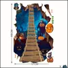 Väggklistermärken Nya Halloween 3D Wall Sticker Ghost House Pumpkin Broken vardagsrum sovrum Dekorativa klistermärken H005 57cm x 90 cm drop dhkgd