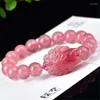 Bracelets en cristal naturel de fraise légère ouverte, perles rondes avec neuf queues, beauté porte-bonheur pour femmes, bijoux cadeaux