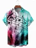 Chemises décontractées pour hommes Hommes Music Tie Dye Imprimer Boutons avant Doux Respirant Poche poitrine Chemise hawaïenne