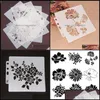 ギフトラップイベントパーティーサプライズフェスティブホームガーデン9PCS/セット14x13cm花DIYレイヤーステンシルウォールペインティングスクラップブックc otwro