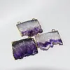 Collares pendientes Joyas de cristal natural Druzy Conector de piedra para mujeres Big Raw Purple Quartz Slice 2 Hoops Geode Charms Moda coreana