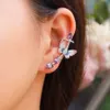 Stud cwwzircons symetryczne fioletowe sześcienne cyrkonia Piękne motyle uszy mankiet wspinacza kolczyka dla kobiet mody punkowa biżuteria CZ6445374
