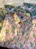البلوزات النسائية الأمريكية قميص كامل طباعة القميص القصير المكون بتصميم متخصصة هونغ كونغ النكهة الأزهار الأزهار العطلة في هاواي