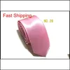 Neck Ties 35 Colors Students Fashion Mens Skinny 5Cm Solid Color Plain Satin Tie Necktie Wedding Neck Ties Slim C Qyljnr Queen66 Dro Otyo1