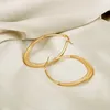 Hoop Ohrringe Gold Farbe Edelstahl Ohrring Für Frauen Oval Mesh Spezielle Stil Party Täglichen Geschenk Mädchen Schmuck 2022 E0178