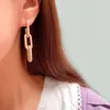 Boucles d'oreilles pendantes pour femmes, Punk, chaîne à maillons cubains, zircone cubique, Unique, luxe, fête, Rock Club, bijoux cadeaux Brincos