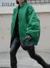 Kadın Ceketleri Trafo Paltalar Kadın Yeşil Büyük Boyutlu Bombacı Kış Bf Yastıklı Parka Şık fermuar Streetwears 221109