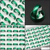 Couple Rings Wholesale 30/50Pcs Est Cute Green Band Rings Size 1721Mm Mix 6Mm Round No Fade Women Girls Punk Rock Hip Hop Lovers Fri Dhavl