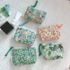 Kozmetik Çantalar Yaz Taze Çiçek Baskı Pamuk Poza Çanta Mini Depolama Küçük Bez Çanta Kulaklık Seyahat Çantası Makya