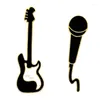 Broches de guitare Rock mignonnes, Microphone en métal pour femmes, accessoires de sac à vêtements, Badge en émail, bijoux cadeaux pour amis