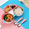 Flatware Sets Children's Car Dinner Plate Stainless Steel Spoon Fork Baby Compartment Supplement Removable Dishwash Tableware Set