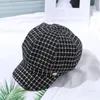 Visières Femmes Mode Automne Hiver Visière Chapeau Femme Plaid Vintage Casquette Mujer Octogonale Chapeaux Dames Boina Casquettes Gorros Viseras Deportivas