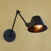 Lampade a parete Loft Retro Matte Black Shade Black Regolabile braccio di lettura del braccio di lettura E27 / E26 SCONCE PER LAPODA CAMERA BASSAGGIO CAFE