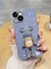 Electroplated 6D case iPhone 14 13 12 pro max 11 xs x xr xsmax 7 8 plus 14 Stereoscopic rotating Bear Stand Silicone Soft Case