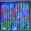 Décorations de Noël 3Mx3M Solaire LED Rideau String Guirlande S Mariage Fée Fête Jardin Décoration Vacances ing 221109