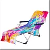 Chaves de cadeira Tie Dye Cadeira de praia Er com colorida de bolso lateral Chaise Lounge Towel Ers para Sun Sunger Pool Suthing Garden Drop Deliver Dhxfw