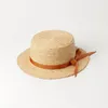 Chapeaux à bord large x241 Bow Ruban Lafite Plat-top pour enfants Tourisme Sun-Shading Plack Paille Enfants Sun Cap Kids