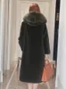 여자 모피 2022 큰 두꺼운 양 셰어드 코트 여성#39; 중간 및 긴 머리 후드 양모