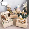 Obiekty dekoracyjne figurki ręcznie robione drewniane pudełko muzyczne kreatywne retro obrotowe świąteczne prezenty urodzinowe