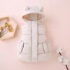 양복 조끼 어린이 겨울 조끼 후드 가루 된 단색 따뜻한 아기 소년 면화 재킷 소매 소매 소매 여자 가을 221109