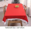 Nappe de table de noël rouge, chapeau de père noël, couverture de chaise de salle à manger pour l'année, décoration de joyeux décor