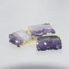 Collares pendientes Joyas de cristal natural Druzy Conector de piedra para mujeres Big Raw Purple Quartz Slice 2 Hoops Geode Charms Moda coreana