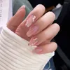 Unhas postiças 24 pçs/conjunto Quente Café Gradiente Destacável Beleza Nail Art Dicas Caixão Longo Imprensa Na Capa Completa Falsa