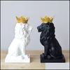 Novelty Items Crown Lion Statue Home Office Bar Faith Resin Scpture Model Crafts Ornaments Animal Origami Abstract Art Decoration Gi Dh16T
