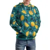 Sudaderas con capucha para hombre, Sudadera con capucha informal con estampado de limón amarillo, verde lima, fruta, sudaderas con capucha de diseño Harajuku de manga larga para hombre de talla grande