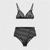 Kvinnor Sexig spets badkläder kvinna bikinis set andas mesh simning kostym designer brev jacquard baddräkter2475460