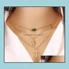 Hanger kettingen choker collier kettingen boho parels diamanten ketting mtilayer voor vrouwen mannen bar gelaagde kwast metaal goud ketting d dhuc3