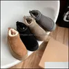 الأحذية منصة أحذية صغيرة مصمم النساء منفوش الاسترالي التمهيد جلد حقيقي سميكة أسفل الكاحل الفراء بوتس فروي Cowoy أحذية الشتاء Dhek7