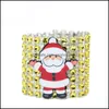 Napkin Rings Christmas Napkin Rings Santa Claus Diamond feesthouders Banquet Dinertafel Decoratie Kerstmas Mesh Boorring Drop deli Dhlxd