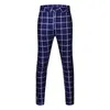 Pantalons pour hommes Mode Hommes Casual Business Slim Fit Plaid Print Zipper Pantalons longs Simple L Toddler Memory